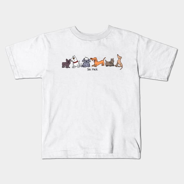 Six Pack of Dogs Cartoon Dog Kids T-Shirt by MoPaws